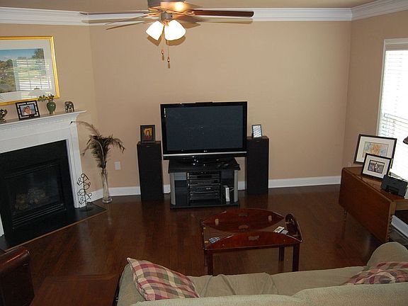 family room with fireplace