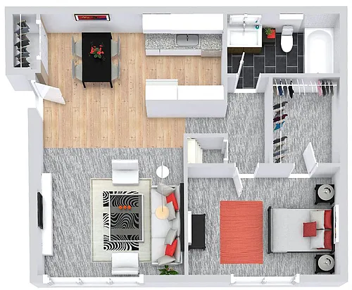 Floor plan 1 Bedroom 1 Bath