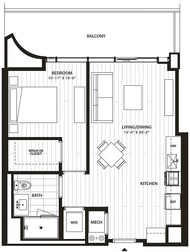 Floor plan 1 Bed/1 Bath-A8