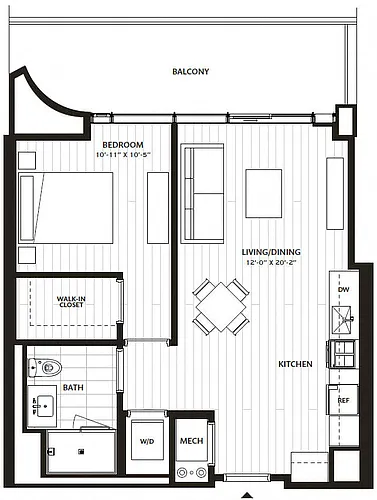 Floor plan 1 Bed/1 Bath-A8