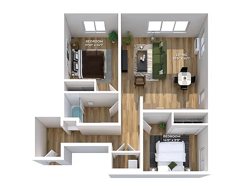 Floor plan Two Bed, One Bath C12
