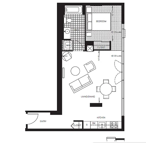 Floor plan One Bedroom (A4)