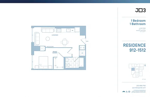 Floor plan 1 Bed | 1 Bath - 3
