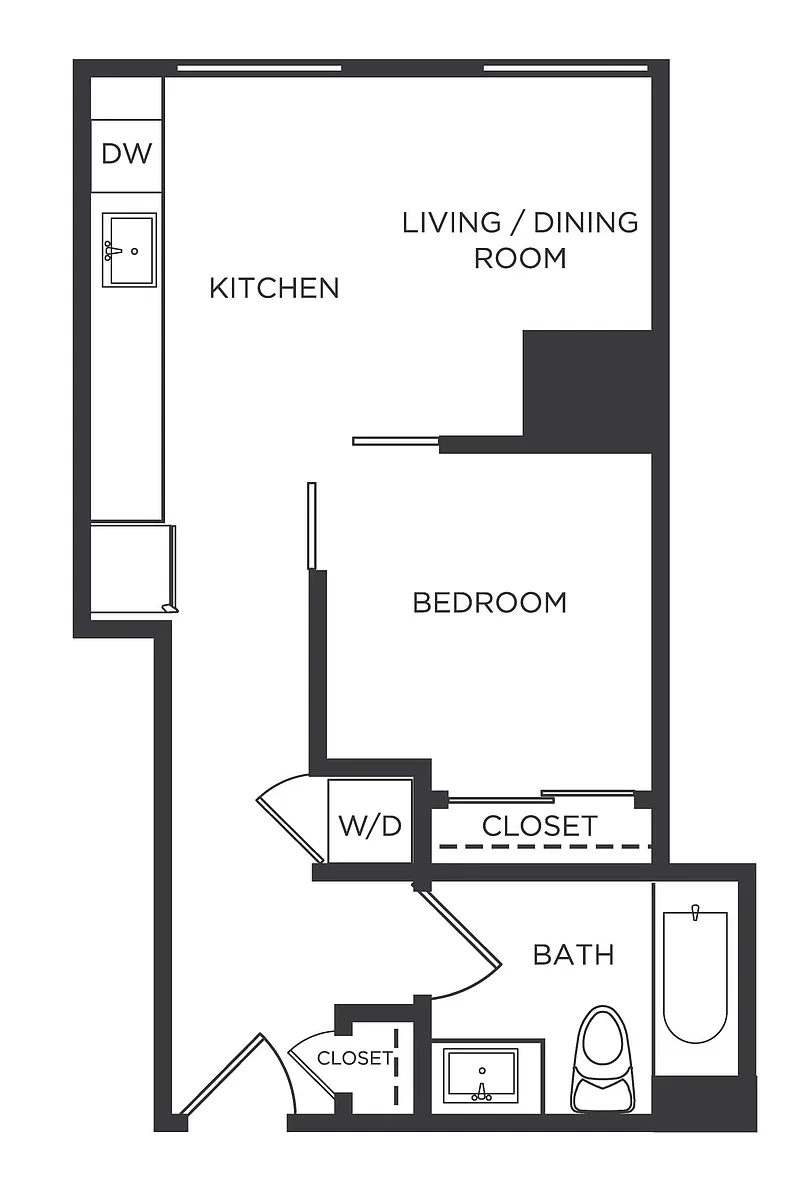 Floor plan Jr 1 Bed/1 Bath-PP