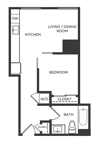 Floor plan Jr 1 Bed/1 Bath-PP