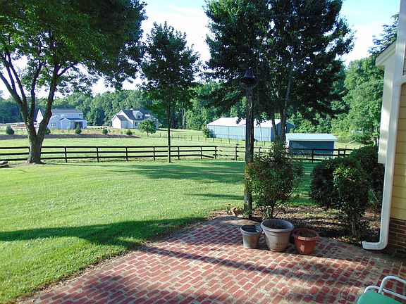 patio w/ barn in background