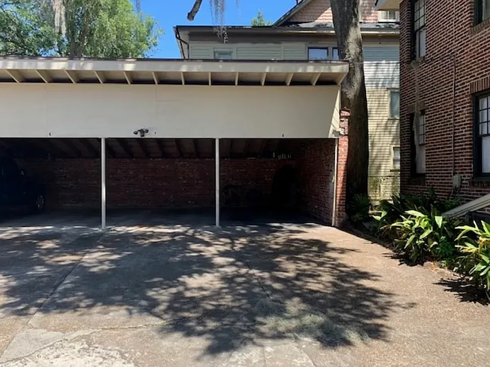 Private covered off-street parking. One space per apartment. Plenty of additional on-street parking available