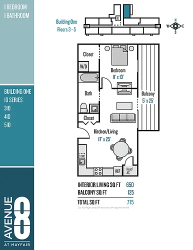 Floor plan 10 Series 1 Bedroom / 1 Bath