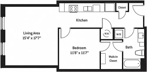 Floor plan 1B-J (Affordable Housing)