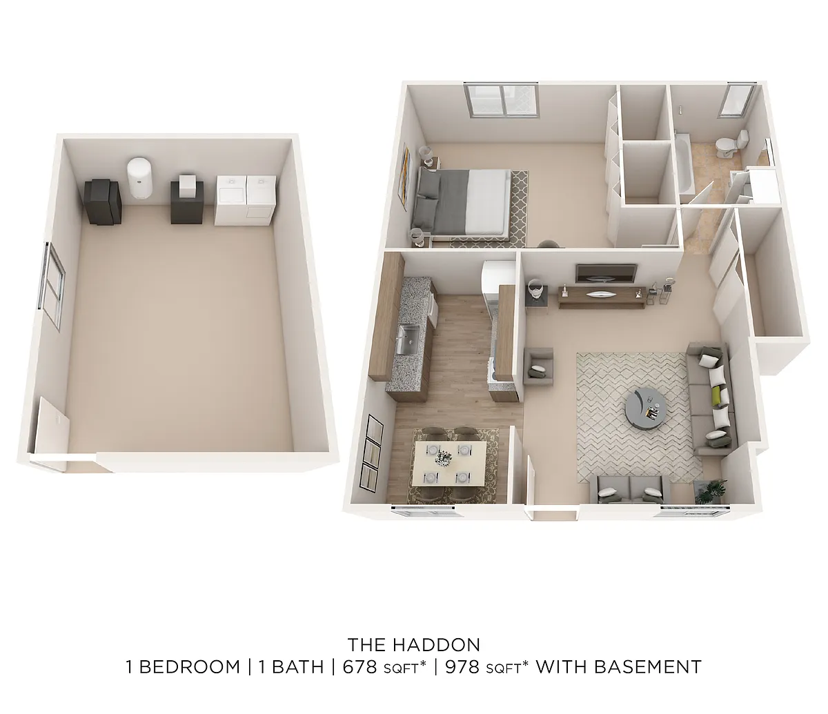 Floor plan One Bedroom - 678 sqft