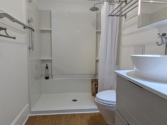 Bathroom with UV antibacterial light ...