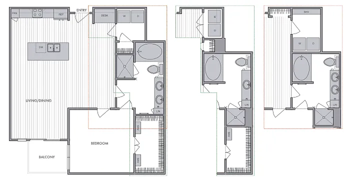 Floor plan 1 Bed_1 Bath_H