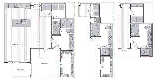 Floor plan 1 Bed_1 Bath_H