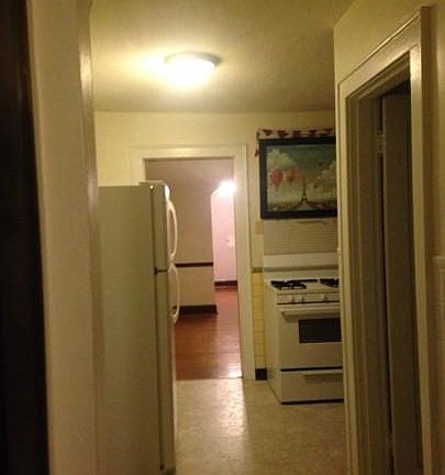 From bedroom to kitchen and into dining room.
