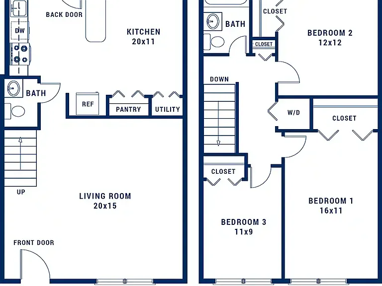 3 Bedroom 1.5 Bath B - thumbnail 3 Bedroom 1.5 Bath B - thumbnail