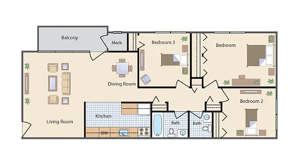 Floor plan Three Bedroom