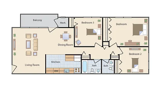 Floor plan Three Bedroom