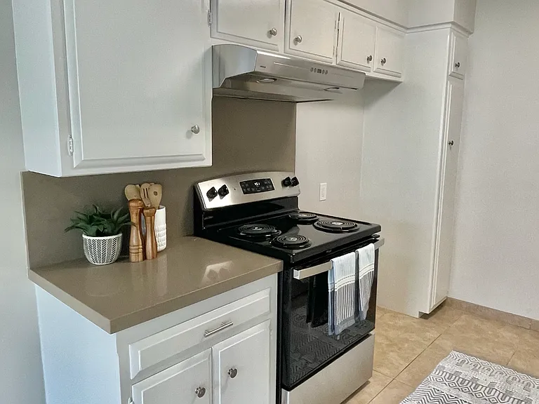 Kitchen with new stove