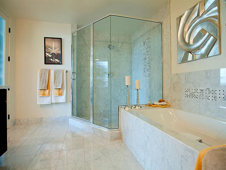 Luxurious, spa-inspired marble bathrooms