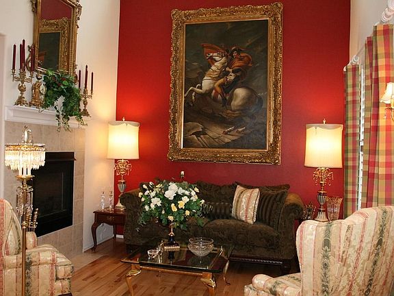 Living room with 2 sided gas fireplace