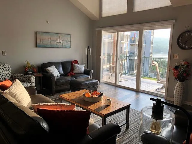 Living area with lake view