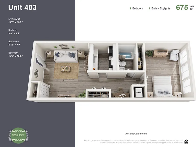 1br/1ba+skylights