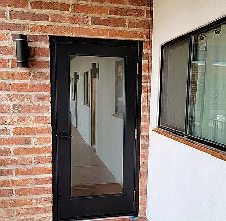 Courtyard door and walkway