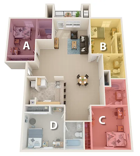 Floor plan By The Bed Pricing - Four Bedroom Large