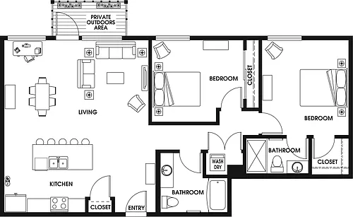 Floor plan 2 Bed/2 Bath ARCH-C4