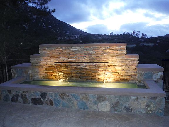 Waterfall Feature at night