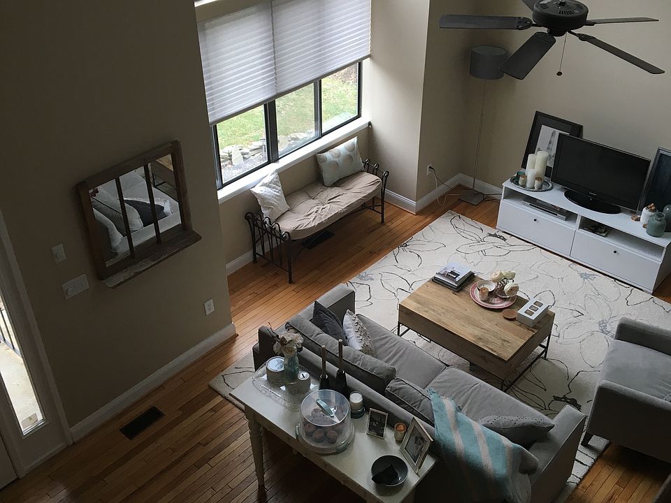 Two story living room