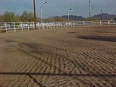 LARGE LIGHTED SAND ARENA HAS A VIEWING GAZEBO AS WELL
