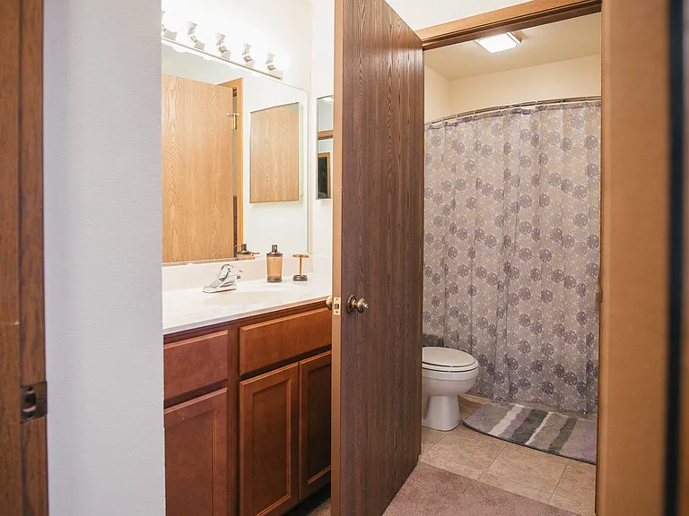 Master Bathroom sink area separate from toilet and bathtub area