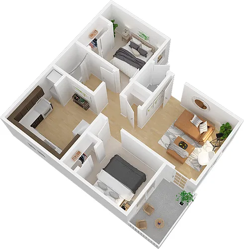 Floor plan 2 Bed 1 Bath DN