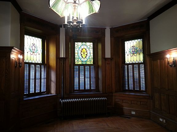 Dining Room with Original Stained Glass Windows