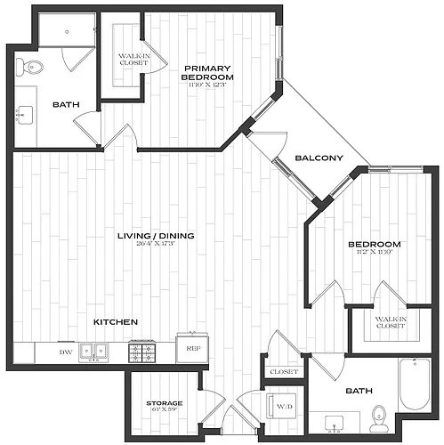 Floor plan 2 Bed/2 Bath-B6