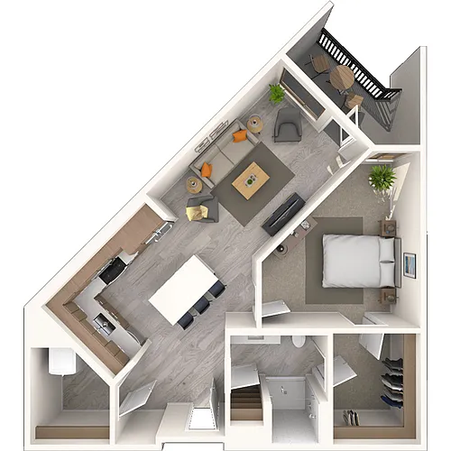Floor plan A3 1x1-831 SF
