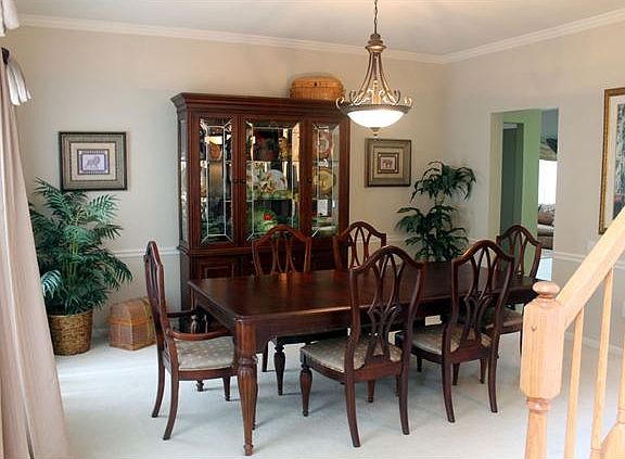 view from foyer into dining room