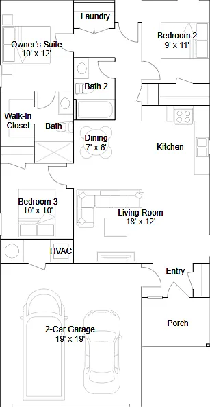 3 bed, 2.0 bath, 1051 sqft, $1,185 — Photo 3