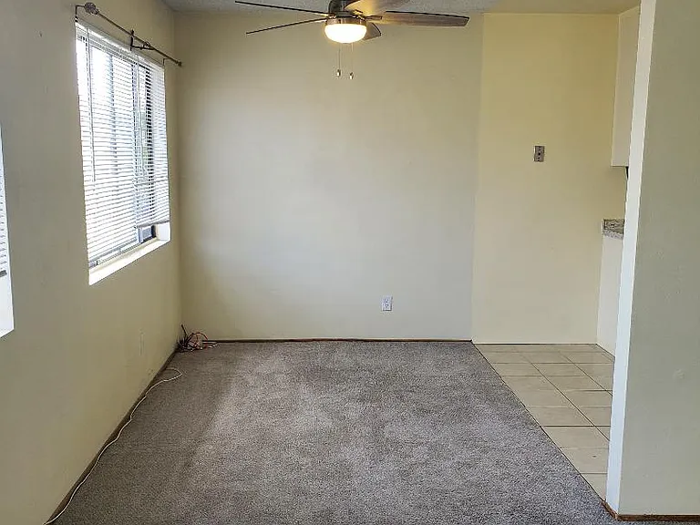 Dining room with ceiling fan