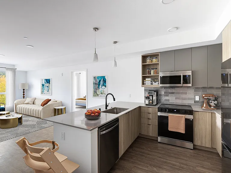 Kitchen with stainless steel appliances