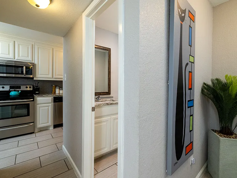 Fully stocked kitchen.