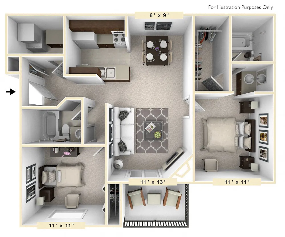 Floor plan The Clydesdale 2 BR 2 BA