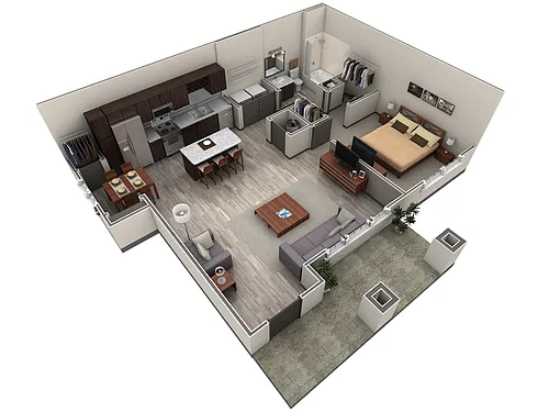 Floor plan 1 BR Grand Courtyard