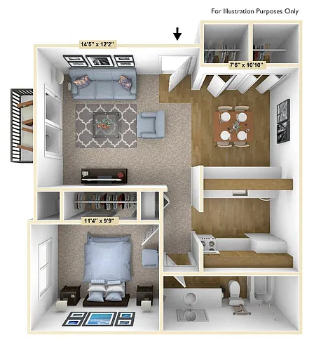 Floor plan One Bedroom English Oak
