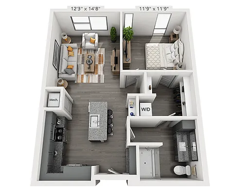 Floor plan One Bedroom A1M-II