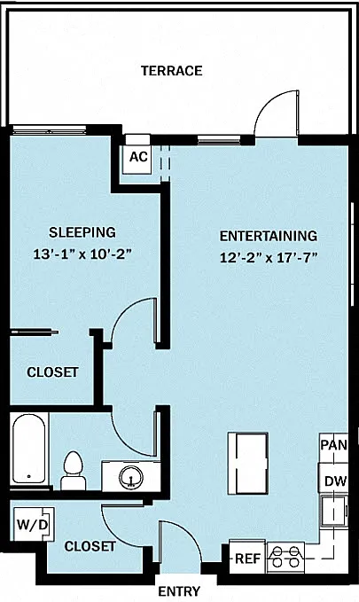 Floor plan 1 Bedroom 1 Bath B6