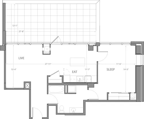 Floor plan Penthouse M with Deck