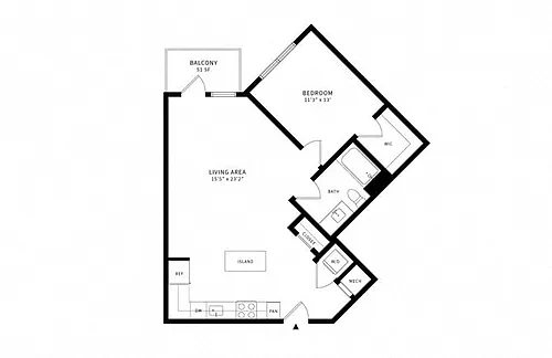 Floor plan 1V w/ Balcony