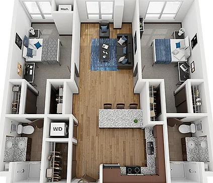 The Bridges Dinkytown B3 2x2 Floor Plan The Bridges Dinkytown B3 2x2 Floor Plan